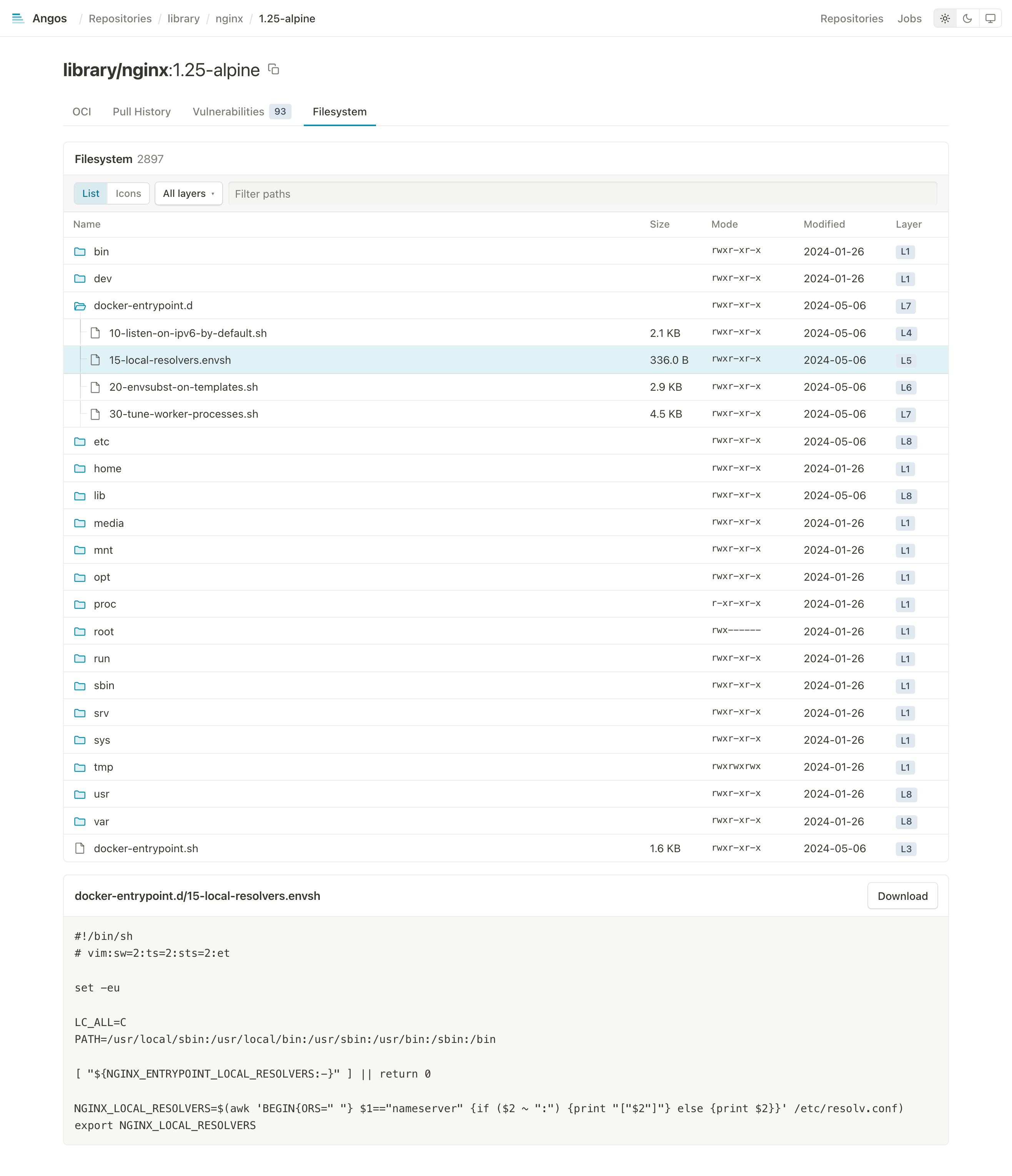 Filesystem tab, with a file open