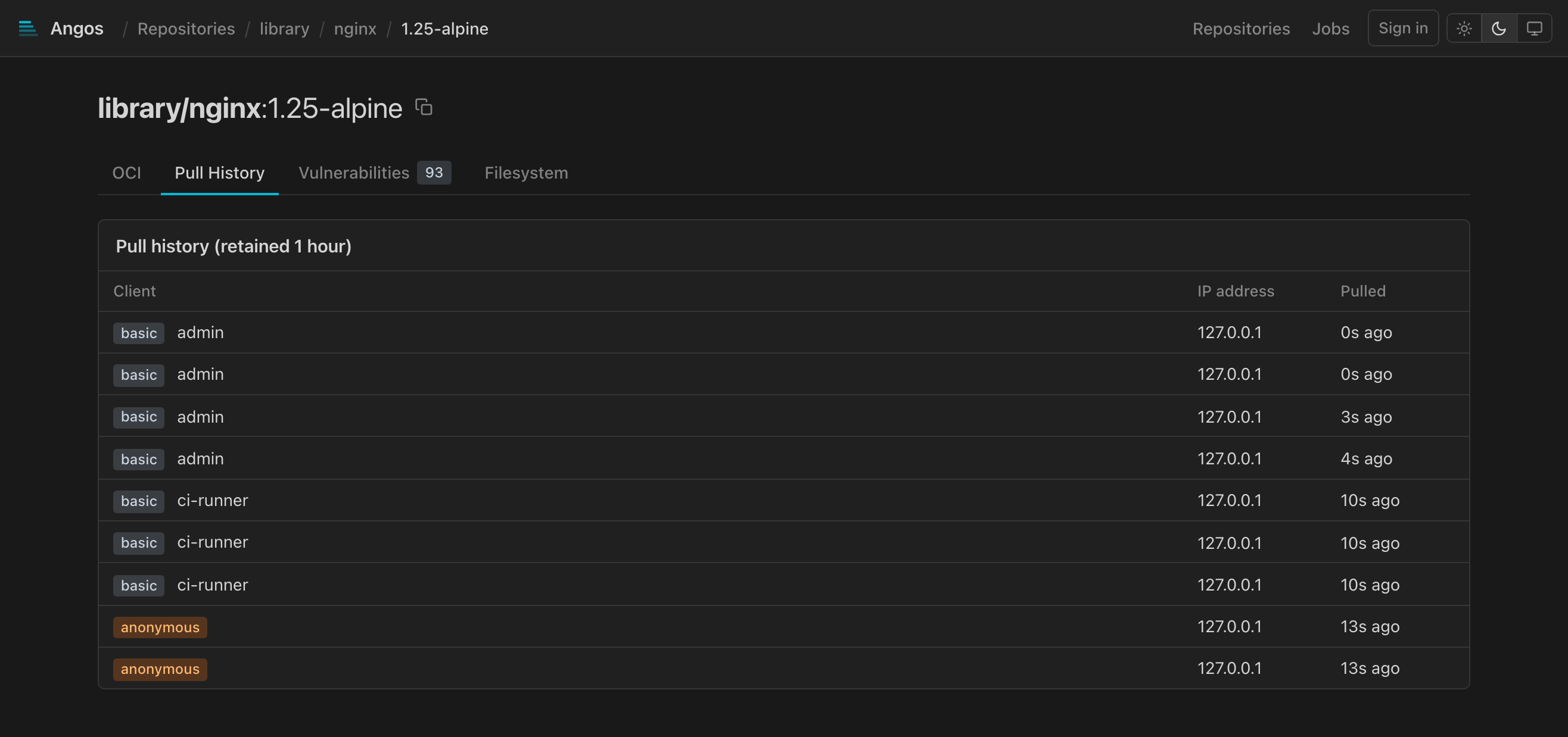 Pull History tab